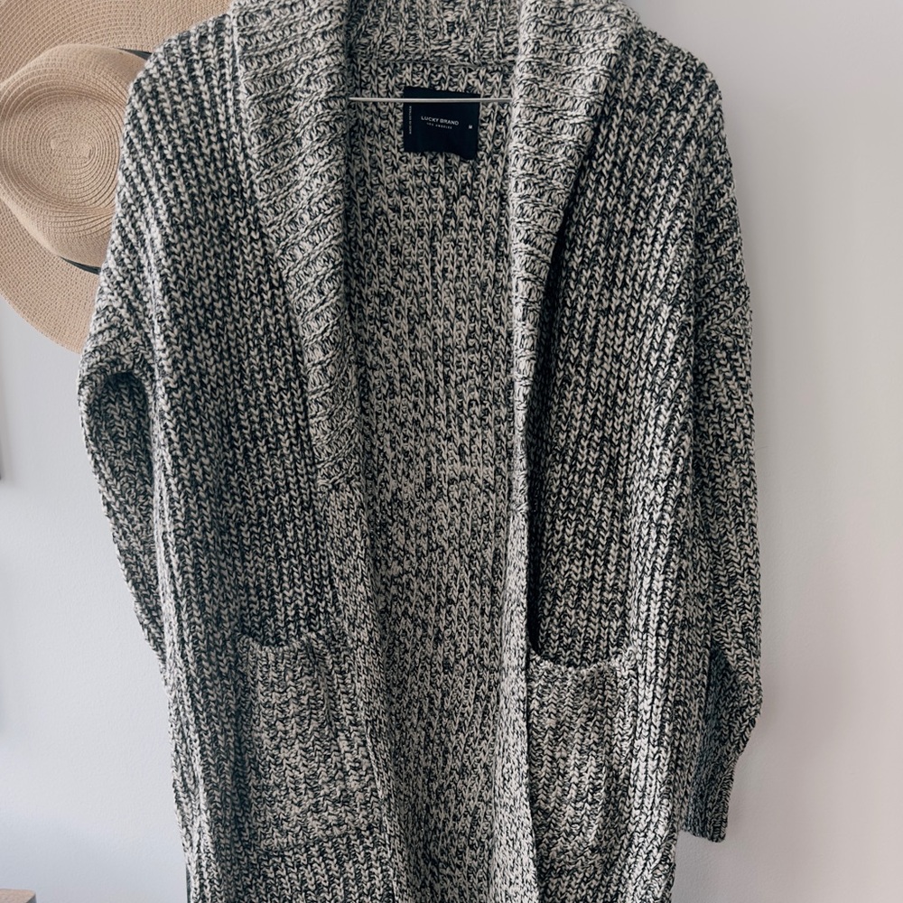 Lucky Brand Black and White Long Cardigan